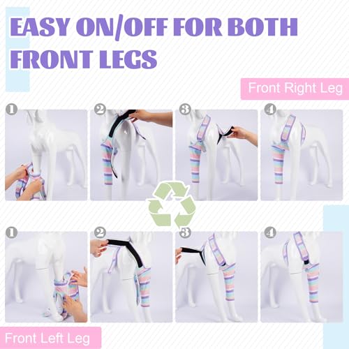 Image of ROZKITCH Dog Elbow Protector Only for Front Right Left Leg, Light Striped Leg Protection Anti Licking Scratching Wound, Recovery Suit for Sprain ACL CCL Arthritis Joint Care Stripe 3XL