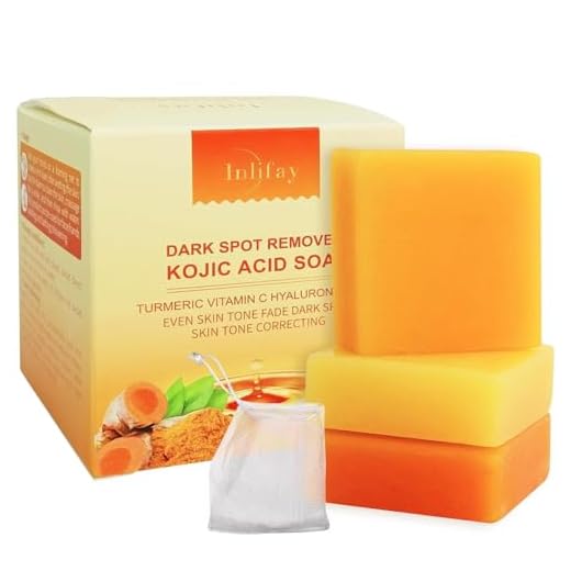 Inlifay Kojic Acid Soap Dark Spot Remover : Turmeric Soap with Vitamin C, Vitamin E, Retinol, Collagen, Hyaluronic Acid, Moisturizing for Body & Face