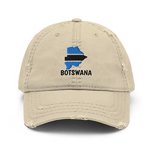 LEJJ Gear Botswana Hat (Embroidered) Motswana Southern African Adjustable Distressed Khaki Hat