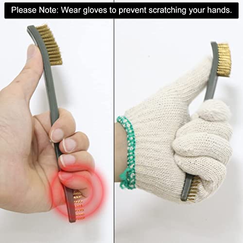 OriGlam 3pcs Mini Wire Brush Set for Cleaning Paint, Rust, and Dirt - Steel/Nylon/Brass Brushes for Metal and Welding Slag Cleaning