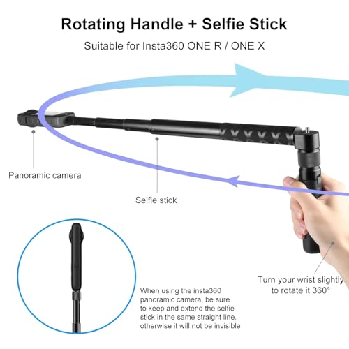 Image of 3 in 1 Bullet Time Handle Grip with Invisible Stick 360 Degree Rotation for Action Camera Insta 360 One X4, X3, ONE R, RS, Ace Pro, RS Go 3, RS Go 2 (Handle Grip + Stick)
