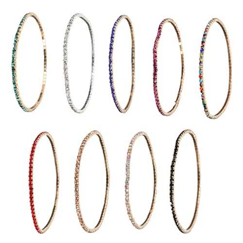 9PCS Multilayer Beads Bracelet Crystal Beads Hand Chain Fashionable Rhinestone Accessories Adjustable Bangle for Girls