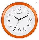 Kadio Analog 20 cm X 20 cm Wall Clock (Orange with Glass, Standard)