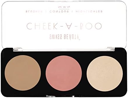 Swiss Beauty Cheek-A-Boo 3-in-1 Face Palette โ Blusher, Contour & Highlighter | Highly Pigmented, Blendable & Lightweight | Long-Lasting Makeup Palette for All Skin Tones | 8g, Shade- 01