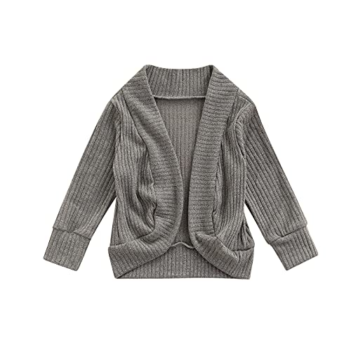 BOIBOKOKO Baby Girls Knit Cardigan Sweater Long Sleeve Open Front Knitted Jacket Solid Color Knitwear Fall Winter Clothes
