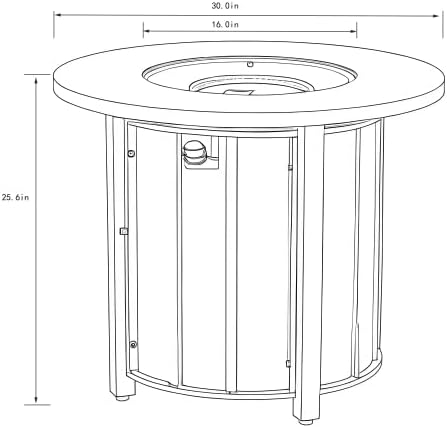 30" Propane Gas Fire Pit Table, 50000 BTU Round Steel Fire Pit with Wood Grain Ceramic Tabletop for Outside Patio Deck Garden Backyard- Black