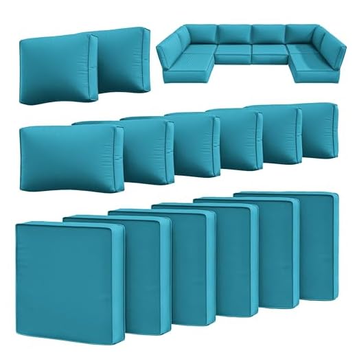 Snubbull 14 Pcs Outdoor Cushion Slipcovers Patio Cushion Covers Replacement Waterproof with Zipper for Outdoor Furniture, Patio Sofa Couch 3 Sizes, Covers Only
