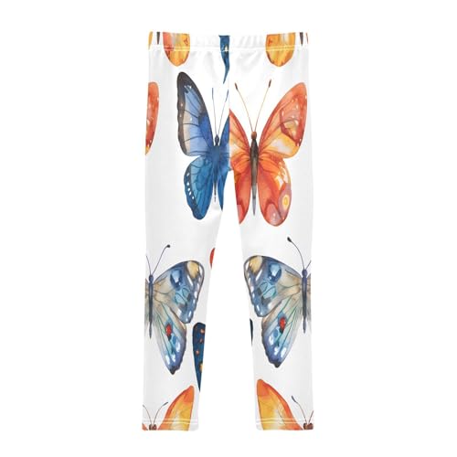 Bolaz Toddler Girls Leggings Printed Yoga Pants Leggings Watercolor Orange Blue Butterflies for Kids2