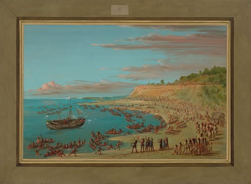 Peintures l'entrée dans le port à Mackinaw George Catlin pour Grand Salon Contemporain 60x90