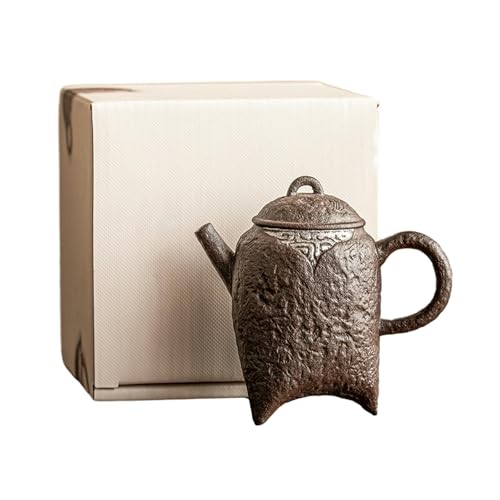 Tetera doméstica de plata de arcilla vieja de 150 ml, maceta de tres patas