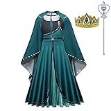 Dressy Daisy Little Girls Ice Princess 2 Coronation Costume Dress Up with Cape Halloween Birthday Party Fancy Outfits with Accessories Size 5T 6 Green 291