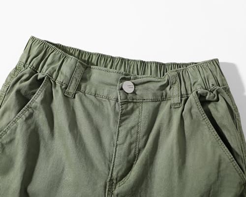 Image of Girls Cargo Pants Wide Leg Streetwear Cute with Pockets Joggers 4-12 Year Army Green