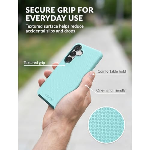 Image of Crave Compatible with Samsung Galaxy S25 Case (6.2 inch), Slim Fit, Shockproof Dual Layer Grip, Wireless Charging Compatible - Aqua | Compatible with Samsung Galaxy S25