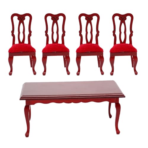 Toddmomy 1 Satz Miniatur Tisch und Stühle Puppenhaus Möbel Küche Zubehör,1/12 Retro-esszimmerstuhl-Set Vintage Puppenstubenmöbel Miniatur-esszimmerstühle