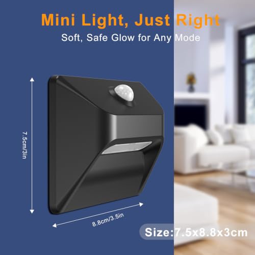 Apliques de pared con sensor de movimiento iluminación LED interior negra 6