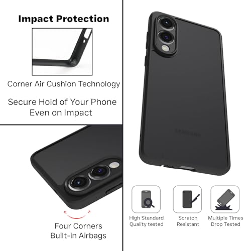 Image of RIGGEAR Shockproof Sleek Hybrid Armor Back Cover Case for Samsung Galaxy S25 Edge (Smoke Black Matte PC with Black TPU Bumper)