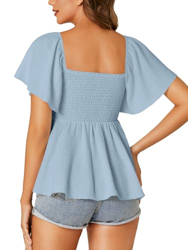 Image of LYANER Women's Square Neck Cute Peplum Top