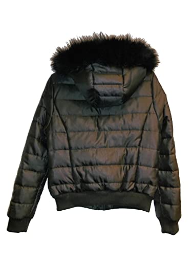 JOUJOU Womens Faux Fur Lined Hooded Puffer Down Jacket, Black, Medium2