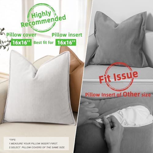 ZWJD Cream Pillow Covers 20x20 Set of 2 Chenille Throw Pillow Covers with Elegant Design Soft and Luxurious Decorative Throw Pillows for Couch, Bed, and Home Decor
