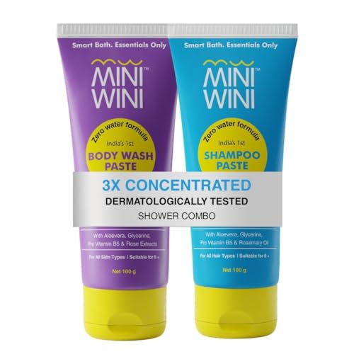 Image of Zero Water Rosemary Shampoo & Body Wash Paste Combo (Pack of 2) | 100% Aloe Vera Base Concentrated Formula | Sulfate & Paraben Free | Travel Friendly | Deep Cleansing & Moisturizing for All Hair & Skin Types | lasts 50 washes
