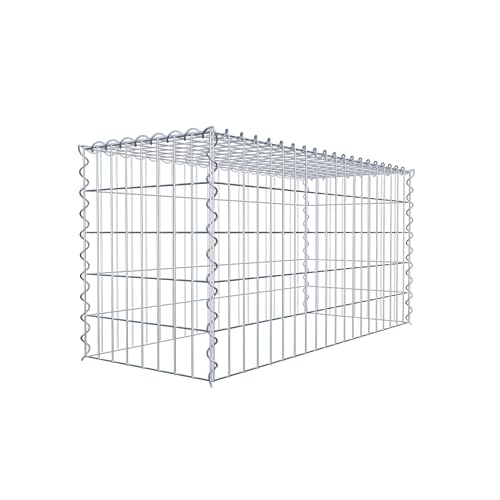 GABIONA Cesta para piedra (rectangular, malla de 5 x 1 cm, profundidad de 40 cm, cesta de cultivo tipo 3, cierre de espiral, galvanizada (100 x 50 x 40 cm)