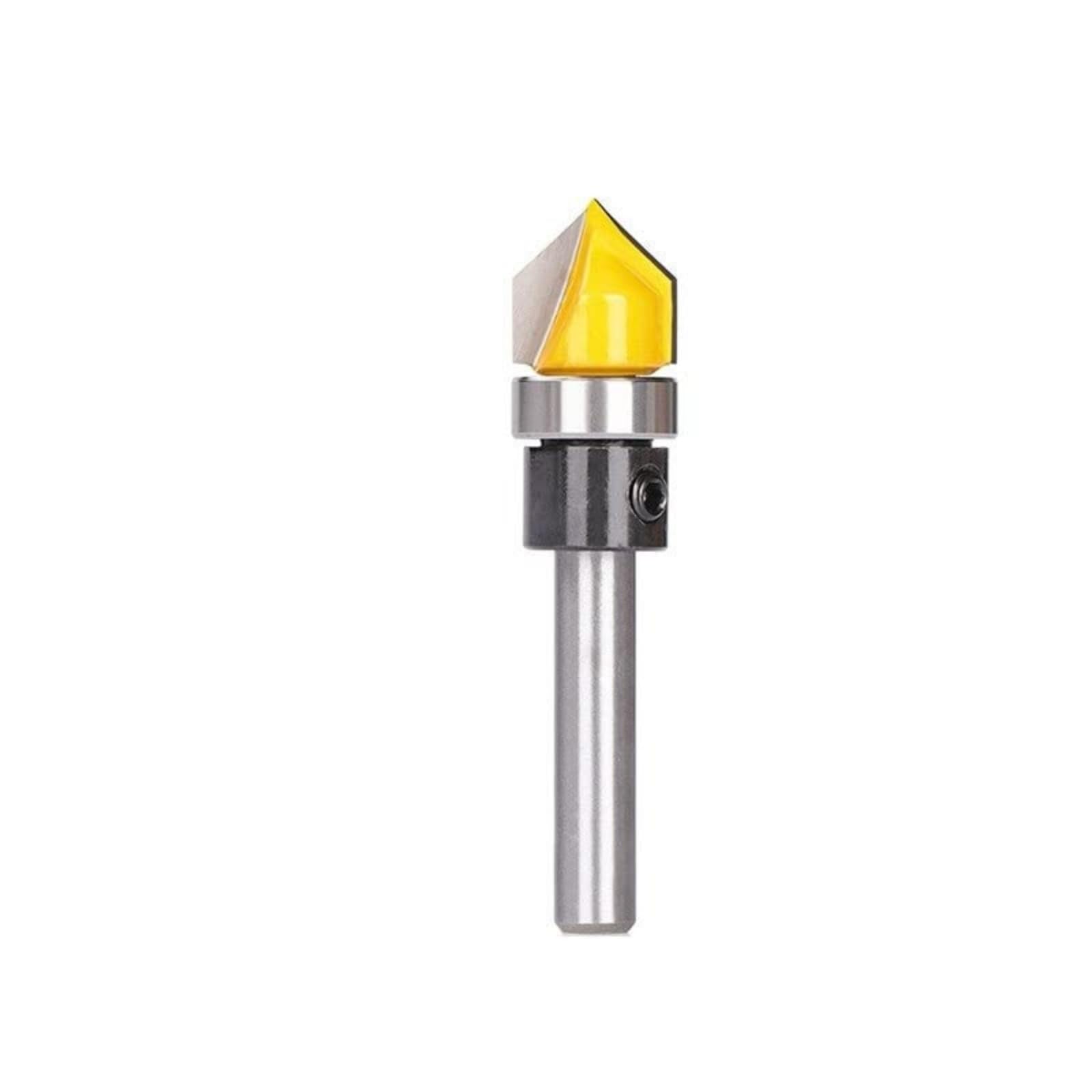 SOCOJE 6.35mm 1/4 Inch Shank 90 Degree V Shape Groove Router Bit, 1/2 Inch 12.7mm Cutting Diameters Carbide CNC Engraving V Router Bit for Signmaking, Lettering, Woodworking Door Carving — image 1