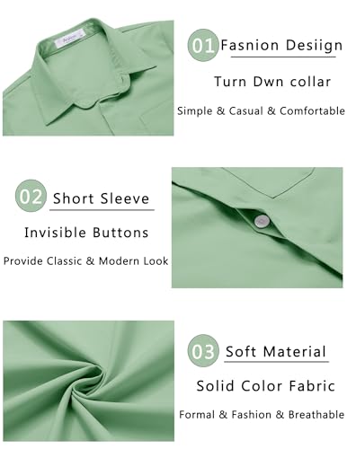 Image of Arshiner Boys Short Sleeve Dress Shirts Solid Button Down Shirts