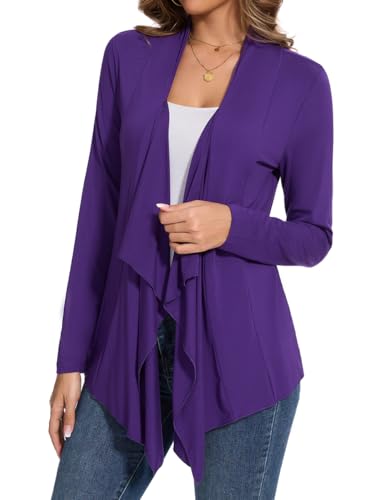Image of Women's Casual Flowy Draped Open Front Cardigans Soft Cover Up Shrug