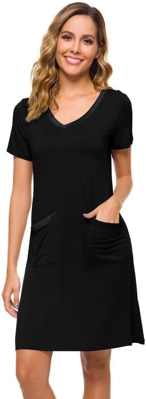 WiWi Soft Nightgown for Women Short Sleeve Sleep Shirts Plus Size Ladies Sleepwear Pajamas S-4X - Image 4