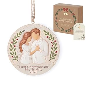 First Christmas as Mr and Mrs: 2025 Our First Christmas Together Bauble House Tree Decorations – Treasured Wedding Ornament Gifts for Newlyweds Married Engaged Couples