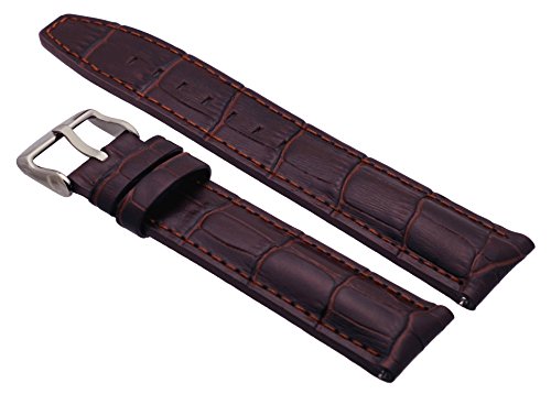 REV Brown Genuine Leather Strap Quick Release Spring Bar Replacement Band (22mm, Brown) - ITAL181 22mm