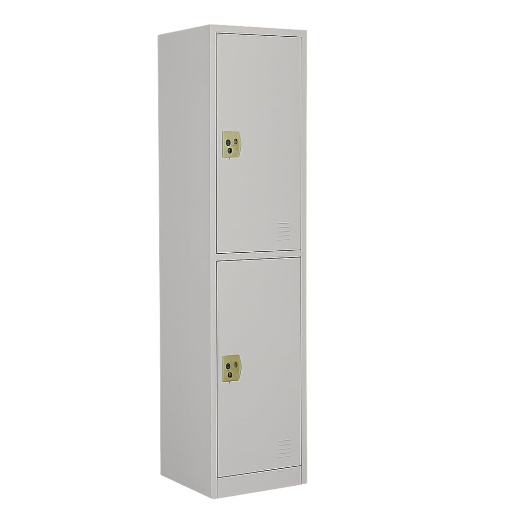 Multi Home Furniture White 2-Door Metal Locker Cabinet – Durable Steel Storage Cabinet with Lockable Doors & 2 Shelfs, Cupboard Wardrobe Cabinet, Office Organizer Safe Box Locker for Home Storage, Gym