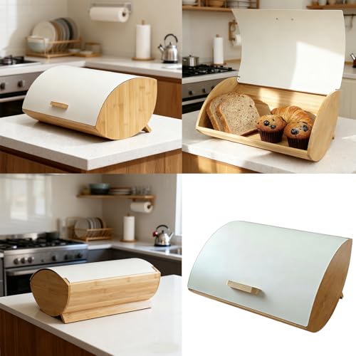 Caja de almacenamiento de pan de madera ventilada para conservar pan casero 3