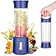 Rainpal Tragbarer Mixer Mini Standmixer, USB Wiederaufladbarer Blender mit Becherdeckel, 6 Klingen, Kabelloser Persönlicher Mixer, BPA-Freier Smoothie Maker für Draußen Sport (500ml/17oz-Blau)