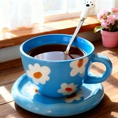 #A Blue Flowers Coffee Mug Set with Saucer