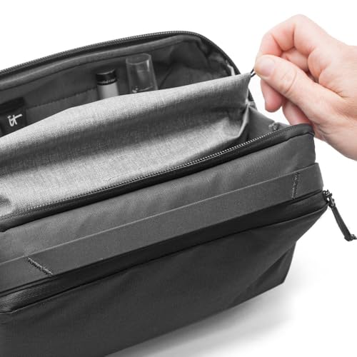 Image of Peak Design Wash Pouch, Black, Weatherproof Travel Toiletry Bag, Upright or Hanging Dopp Kit with Pockets, Magnetic Toothbrush Pocket, Wide UltraZip Opening, Toiletry Bag for Men and Women