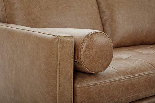 Amazon Brand – Rivet Aiden Mid-Century Modern Reversible Sectional Sofa (86") - Cognac Leather #TOP5