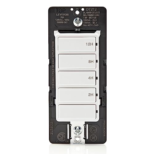 Minuterie encastrable 12h Leviton DT212 commande ventilateur grenier et éclairage unipolaire