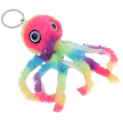 WATIIFUFU Llavero de Peluche Pulpo Multicolor 1 Pieza, Charm para Bolso y Decoración de Llavero de Coche para Mujer, Accesorio Suave y Flexible Adecuado para Regalos y Uso Diario