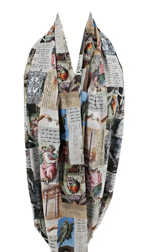 Etwoa Michelangelo Illustrations Design Infinity scarf Circle scarf Loop Scarf3