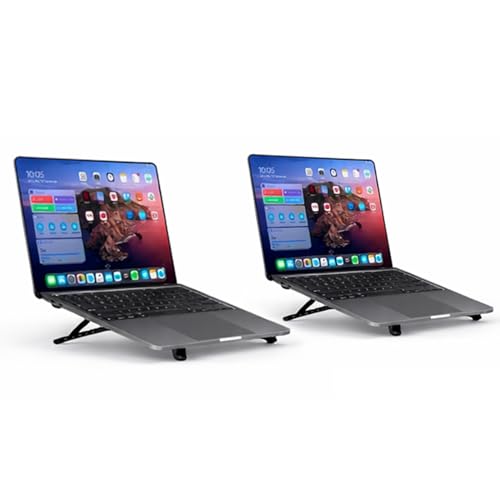 Image of Bigsmall Magpivot Adjustable Foldable Laptop Stand Magnetic Phone Holder, Anti-Slip Aluminium Alloy, Adjustable Elastic Expands Up to 2 Inches, Portable, Compatible with 4-16 Inch Devices, Pack of 2
