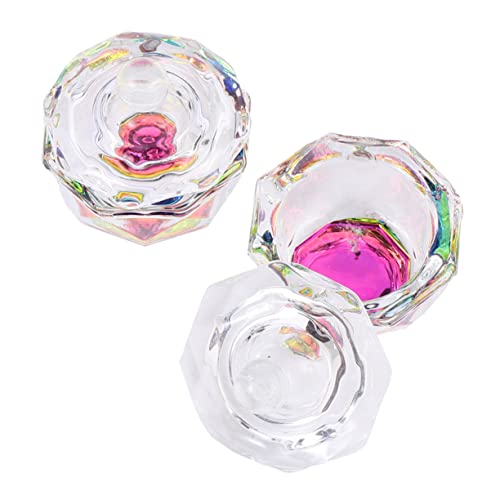 SHERCHPRY Nail Art Crystal Cup Set 2 Pieces Acrylic Nail Bowl Lid for Professionals