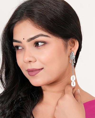 Image of Jewellery Earrings for Women Oxidised Silver Jhumka earrings for Girls and Women E-17