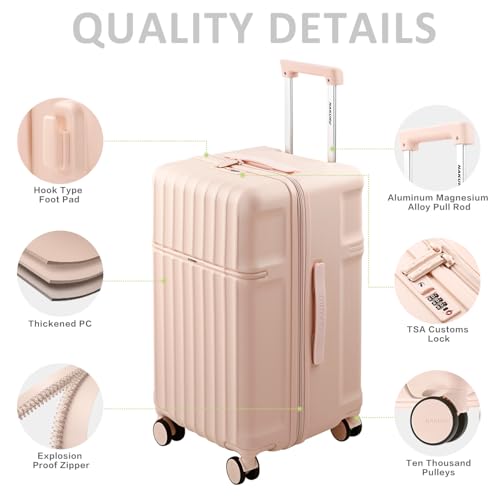 20 Inch Hardside Carry-On Luggage with Spinner Wheels, TSA Lock, Double Zippers, Thick PC Shell, Lightweight Travel Suitcase for Business, Weekend, and International Trips(Pink)3