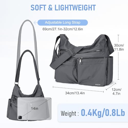 VASCHY Lightweight Crossbody Messenger Bag for Women, Trendy Nylon Anti-theft Shoulder Bag Purse for Travel/Work/Diaper2