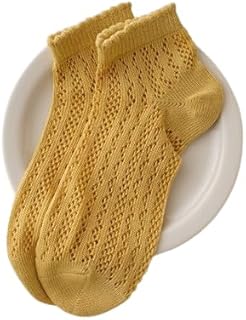 Calcetines tobilleros transpirables para mujer, 6 pares, patrón de malla de encaje, mezcla de algodón fino de verano