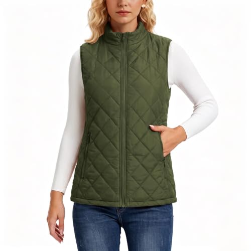 Quilted Vest Women Diamond Pattern Stand Collar Sleeveless Puffer Outerwear - image 6