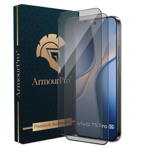 Image of ArmourPro Anti-Glare Matte Tempered Glass for Vivo T5 Pro, Pack of 2 - Anti Fingerprint Screen Protector, 9H Scratch Resistant, Smooth Touch, Full Edge to Edge Coverage