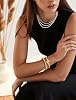 8YEARS Chunky Gold Bangle Bracelets for Women, 14k Gold Plated Cuff Bangles, Stack Bracelet Set Wide Trendy Fashion Jewelry Gifts (A-Gold-2PCS) #3