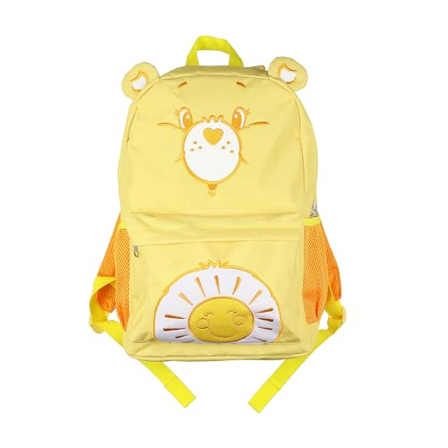 Image of Mad Engine Care Bears Backpack Funshine Bear Embroidered Design 16 inch Book Bag with 3D Ears